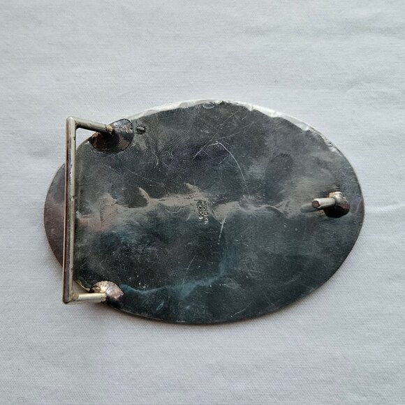 Vintage Silver & Turquoise Bucking Horse Buckle | Made in Mexico main image 5